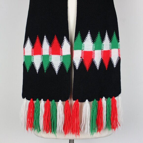 Vintage Unisex 63" Christmas Scarf with Tassel Fringe - Picture 4 of 7